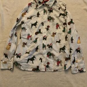 Women's White Dog Print Shirt